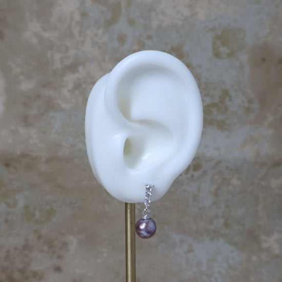 Blueberry Pearl Sterling Silver Earrings by NINEMOO – alternate view