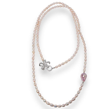 Blush Butterfly Freshwater Pink Pearl Long Necklace by NINEMOO – product image