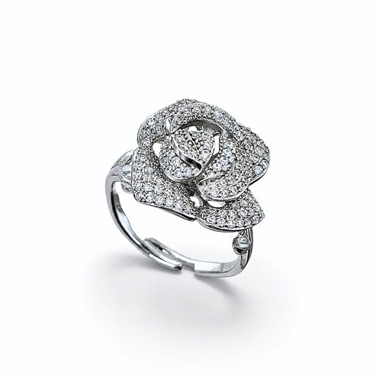 Camellia flower ring detail view