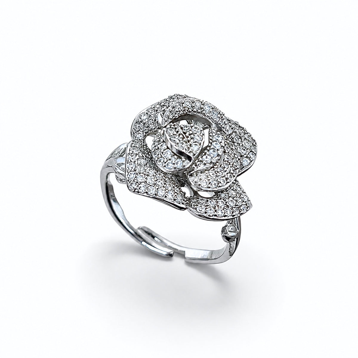 Camellia flower ring detail view