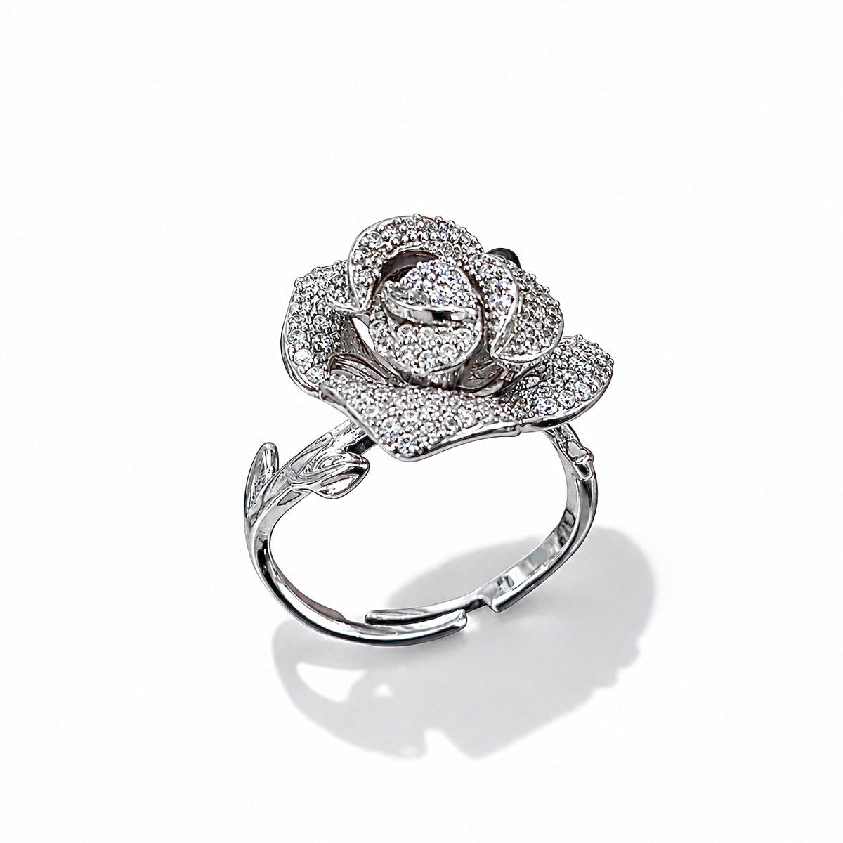 Camellia flower ring front view