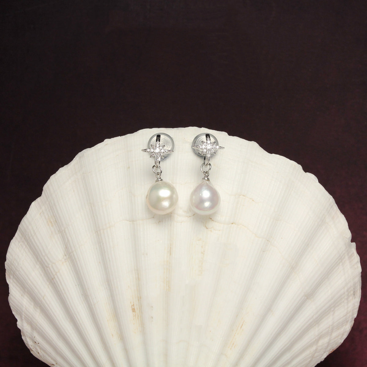 Celestial North Star Pearl Clip Earrings by NINEMOO – product view 4