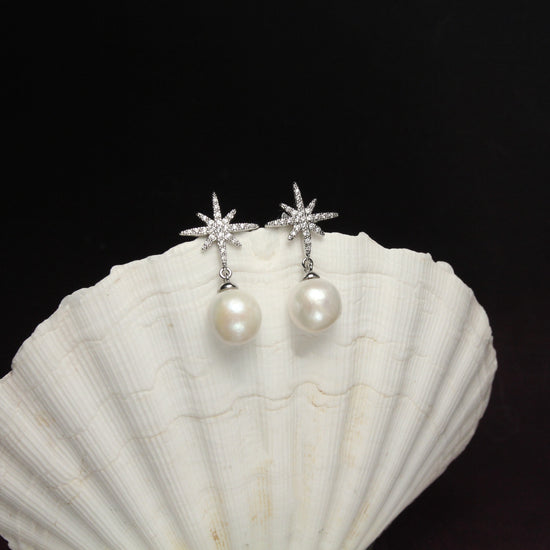 Celestial North Star Pearl Earrings by NINEMOO – product view 4