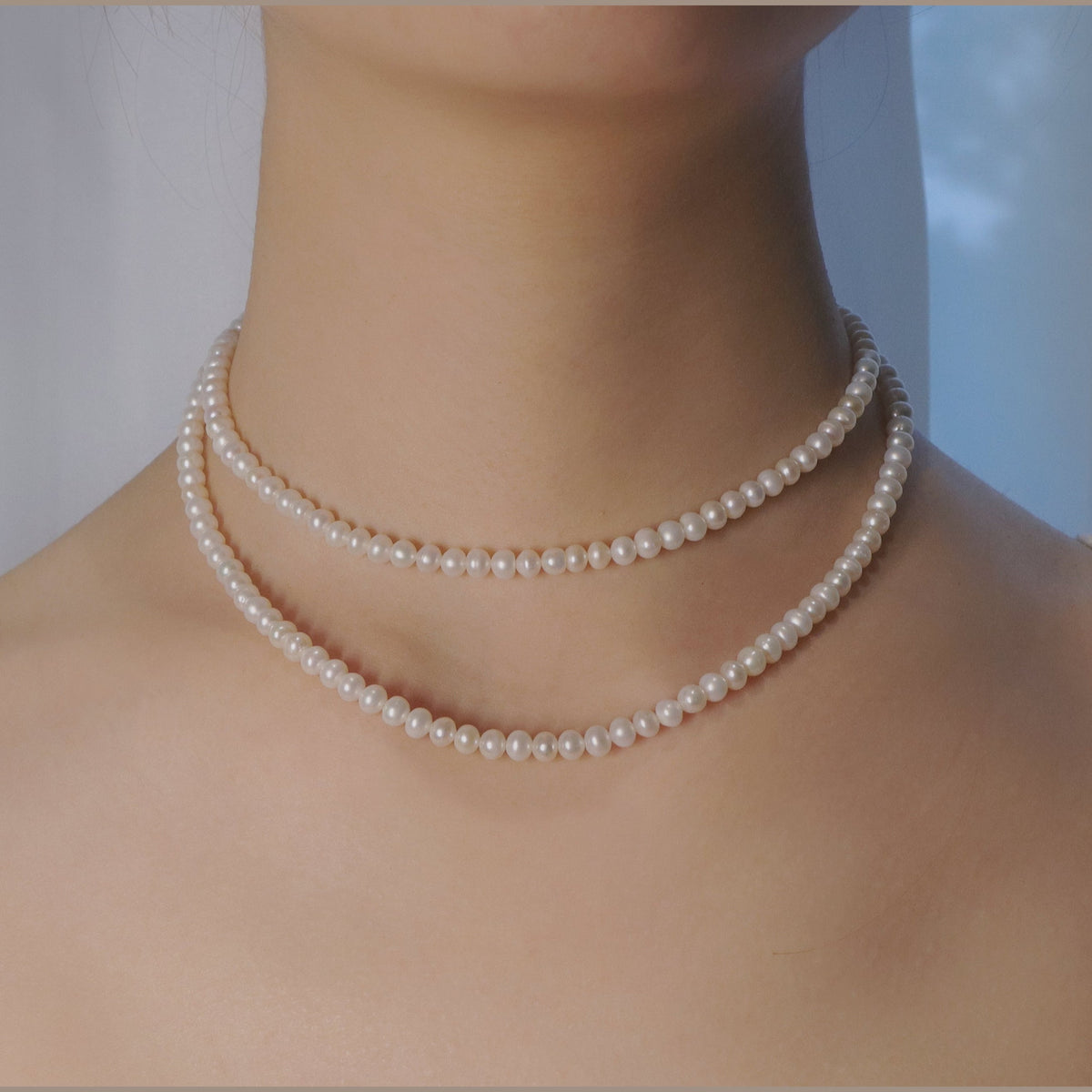 Classic Round 4mm Pearl Necklace by NINEMOO – alternate view