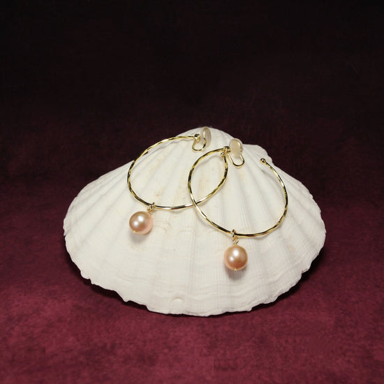 Lumière Gold Blush Pearl Clip Earrings by NINEMOO – alternate view