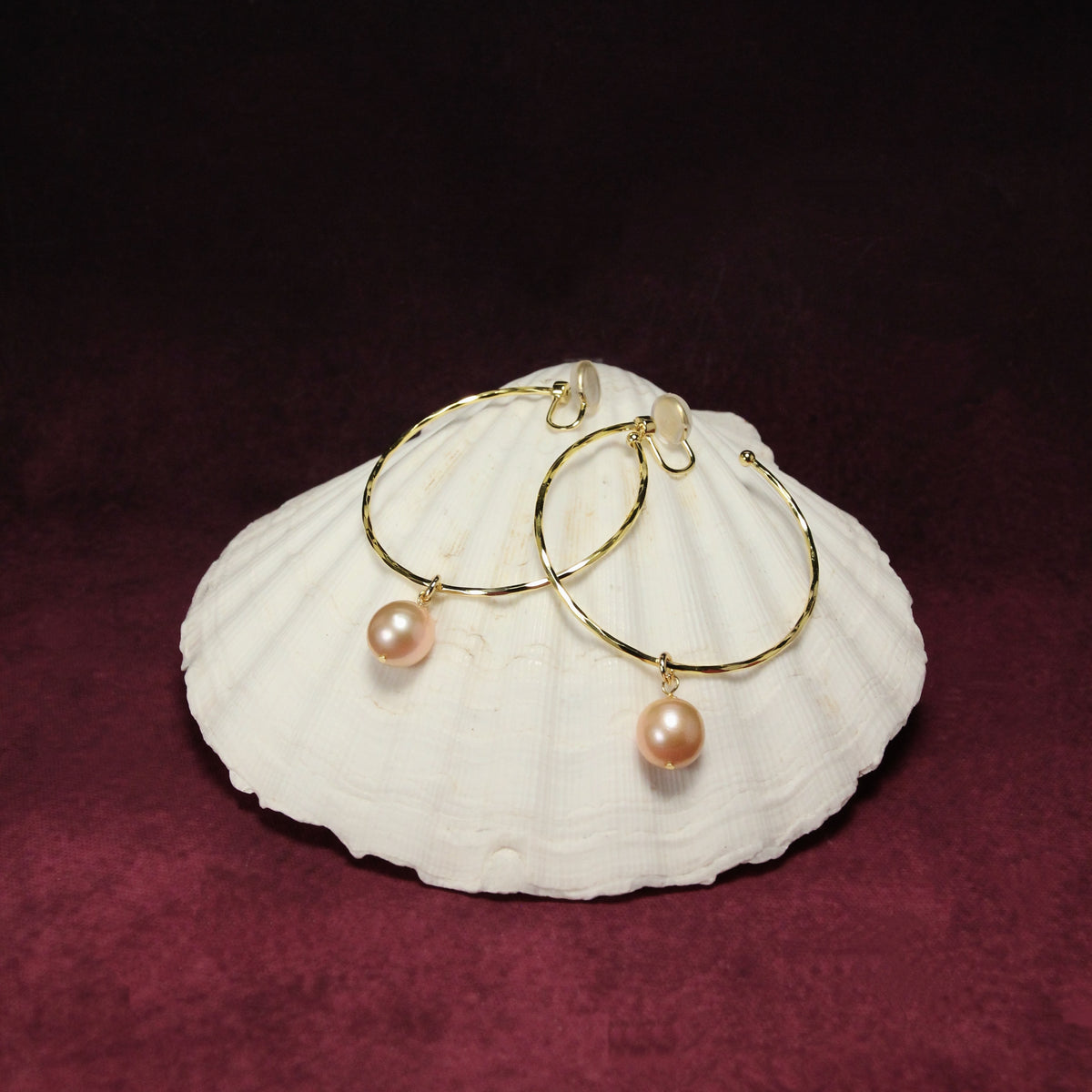 Lumière Gold Blush Pearl Clip Earrings by NINEMOO – alternate view