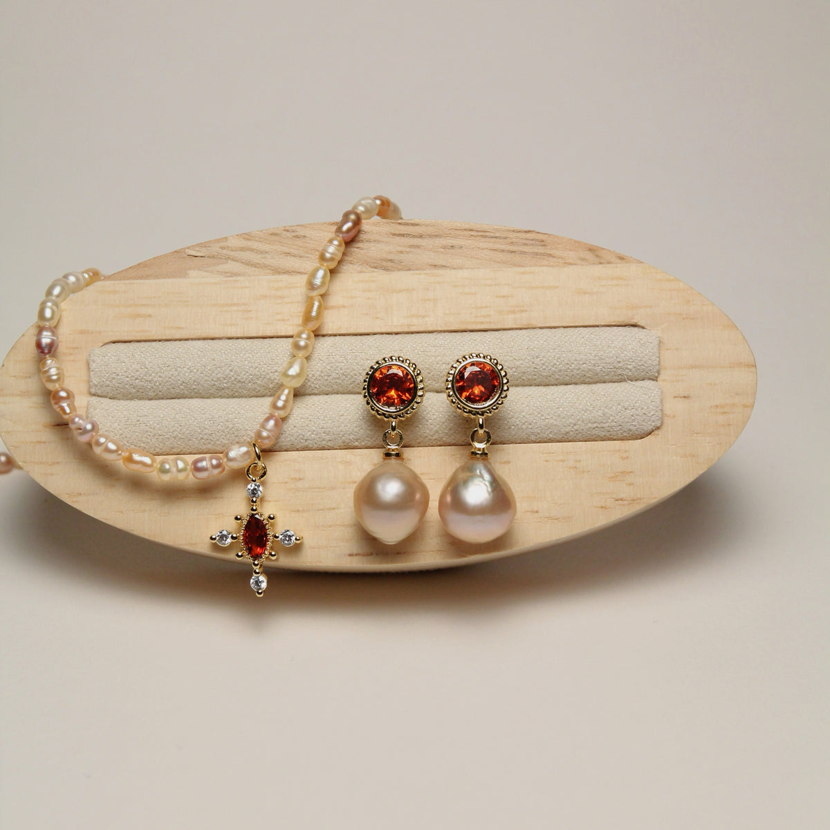 Crimson Grace Pearl Earrings by NINEMOO – product view 4