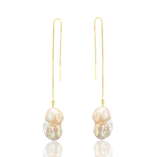 Dainty Baroque Pearl Silver Threader Earrings by NINEMOO – product image