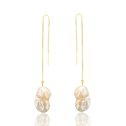 Dainty Baroque Pearl Silver Threader Earrings by NINEMOO – product image