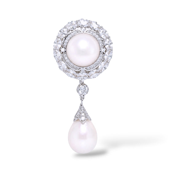 Fleur de Givre Pearl Drop Brooch by NINEMOO – product image