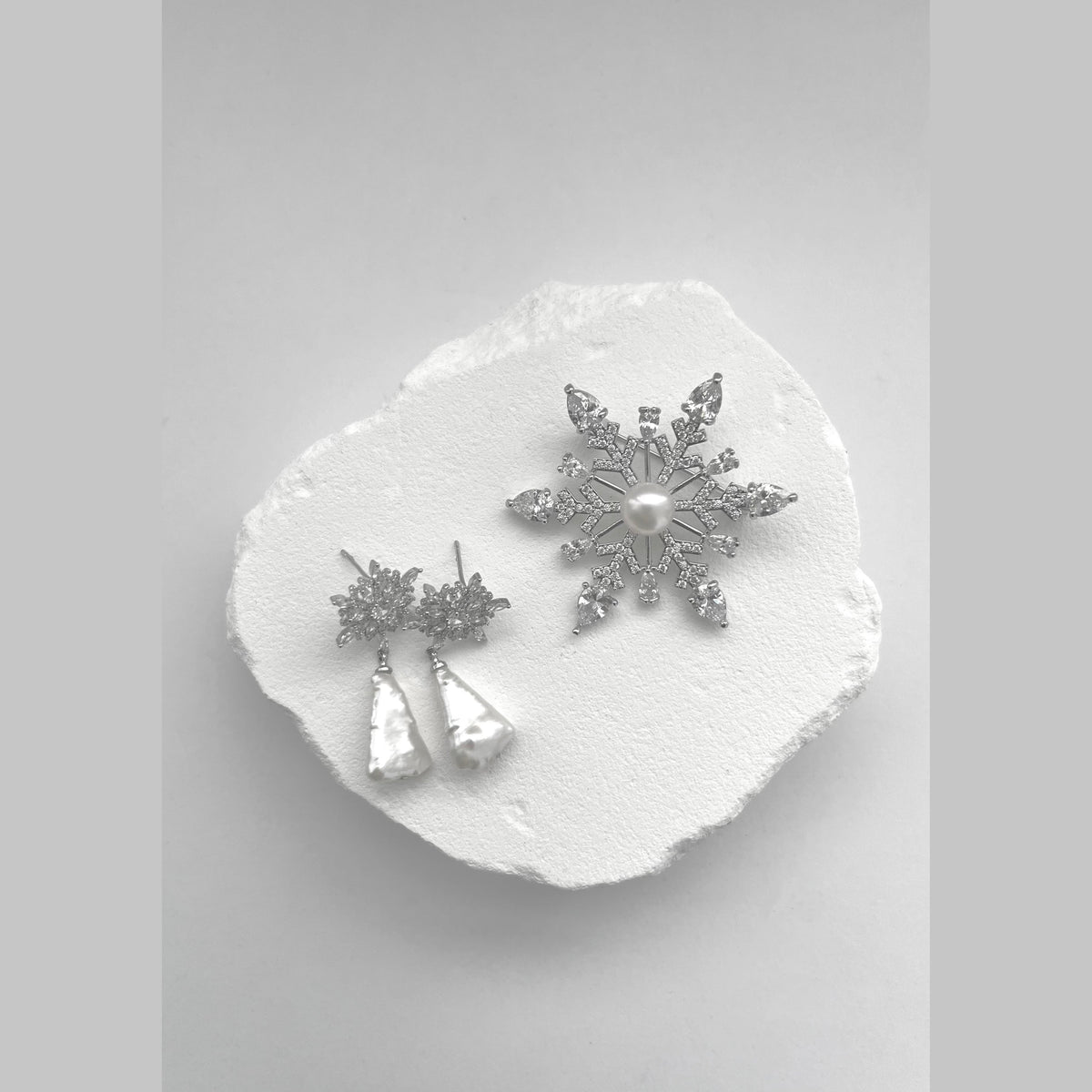 Fleur de Givre Pearl Drop Earrings by NINEMOO – product view 5