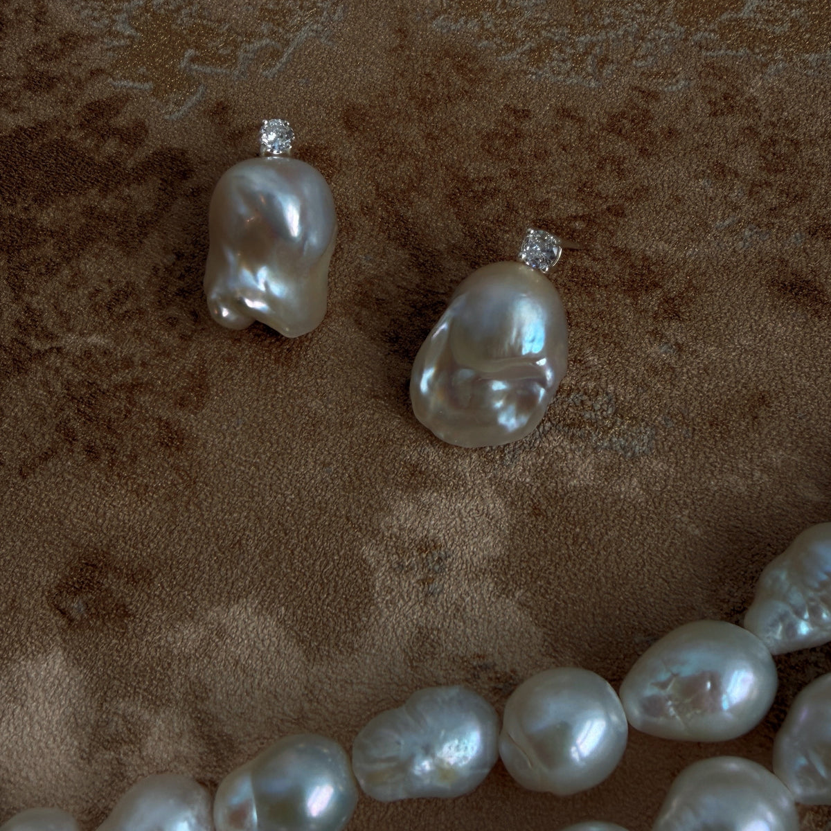 Gleaming Baroque Pearl Silver Earrings by NINEMOO – alternate view
