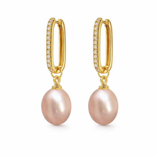 Gleaming Zircon Pearl Earrings by NINEMOO – detail view