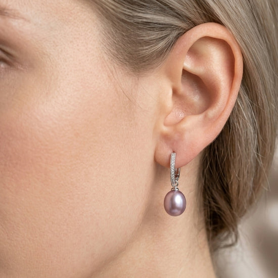 Gleaming Zircon Pearl Earrings by NINEMOO – product view 4