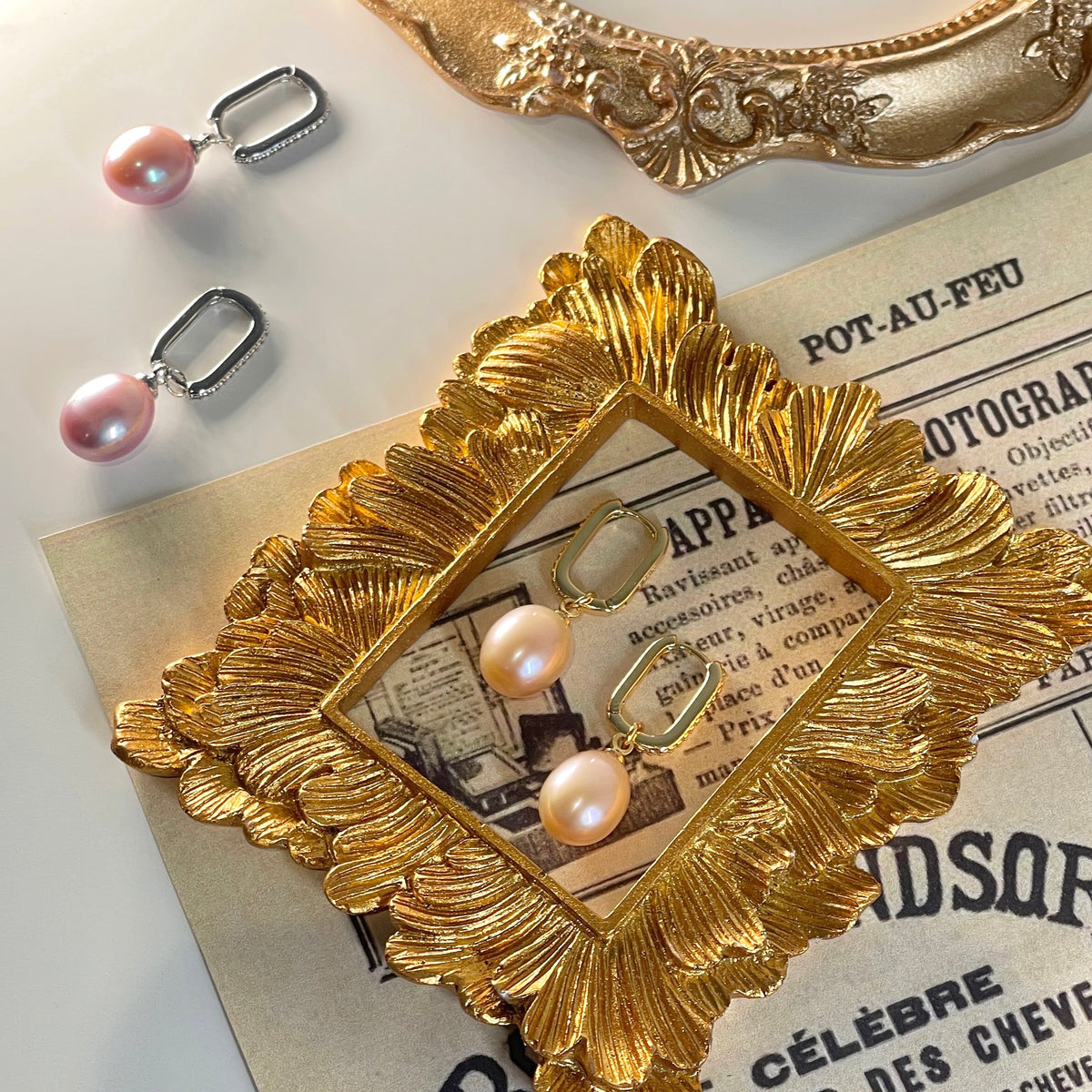 Gleaming Zircon Pearl Earrings by NINEMOO – product view 7