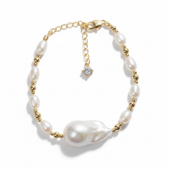 Golden Baroque Pearl Glow Bracelet by NINEMOO – product image
