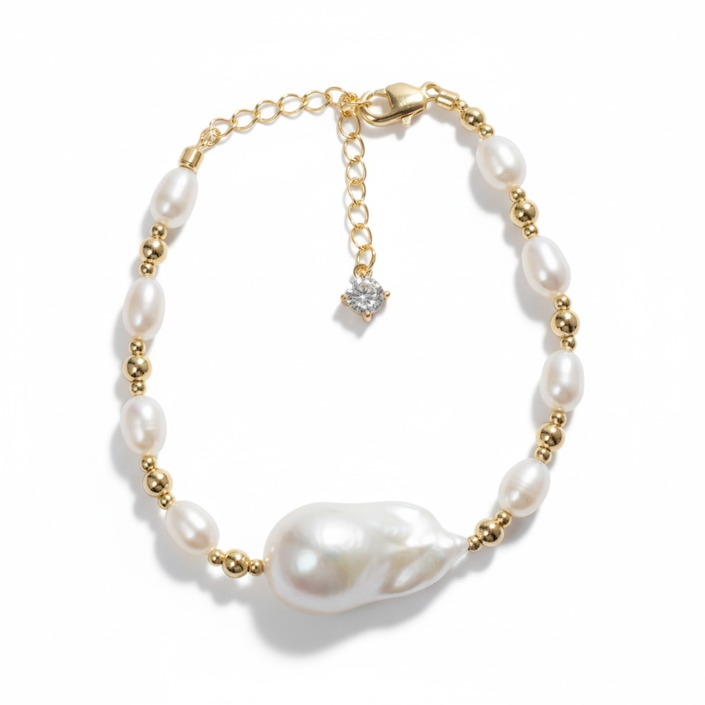 Golden Baroque Pearl Glow Bracelet by NINEMOO – product image