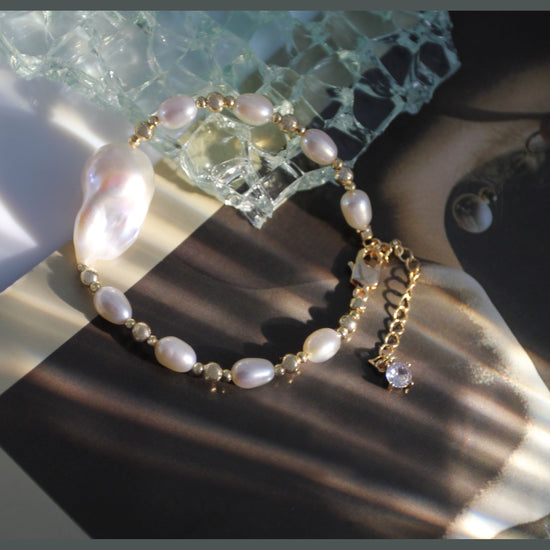 Golden Baroque Pearl Glow Bracelet by NINEMOO – product view 6
