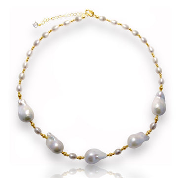 Golden Baroque Pearl Glow Necklace by NINEMOO – product image