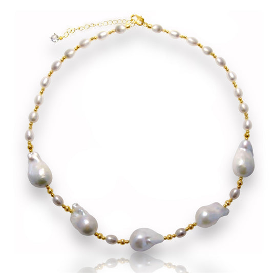 Golden Baroque Pearl Glow Necklace by NINEMOO – product image