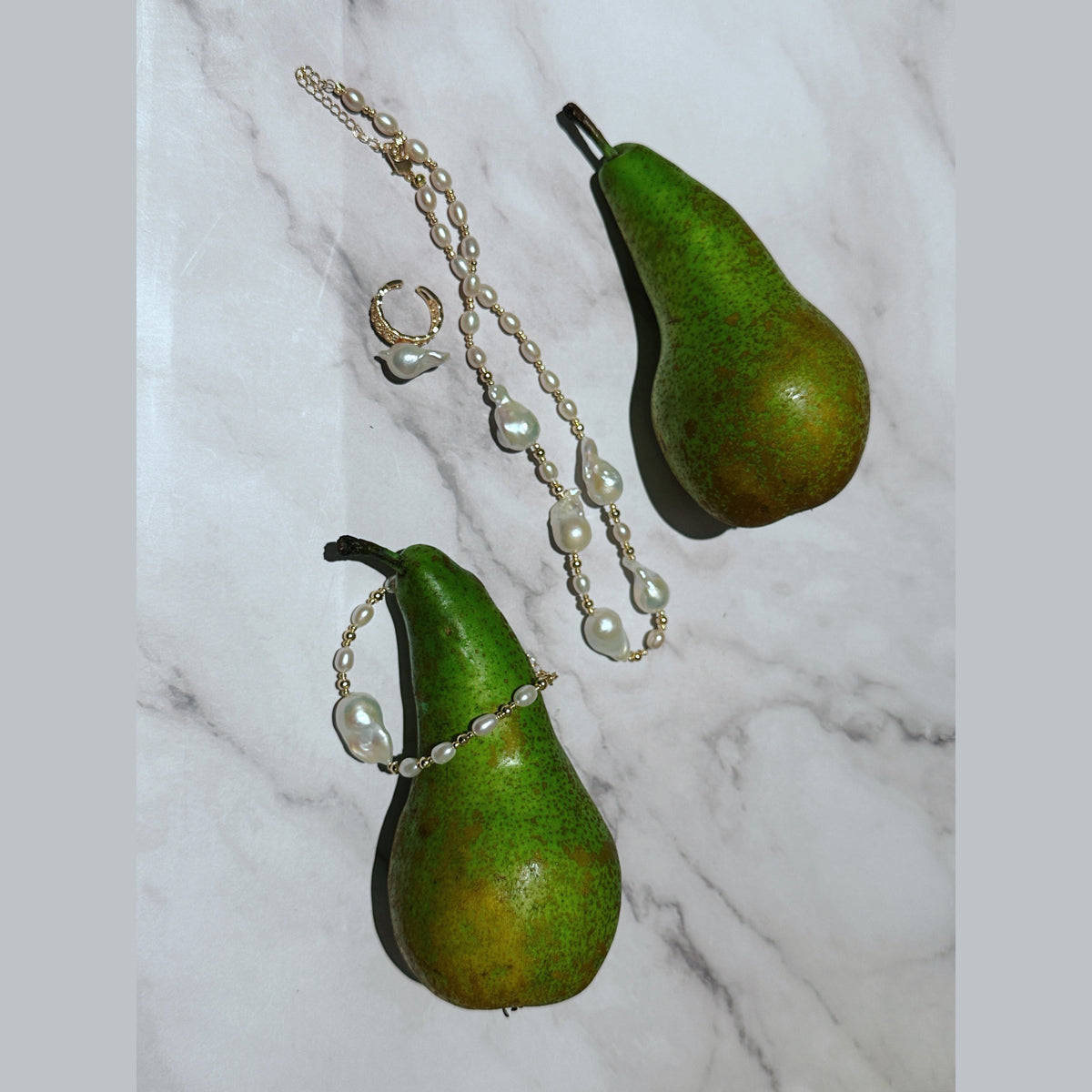 Golden Baroque Pearl Glow Necklace by NINEMOO – alternate view