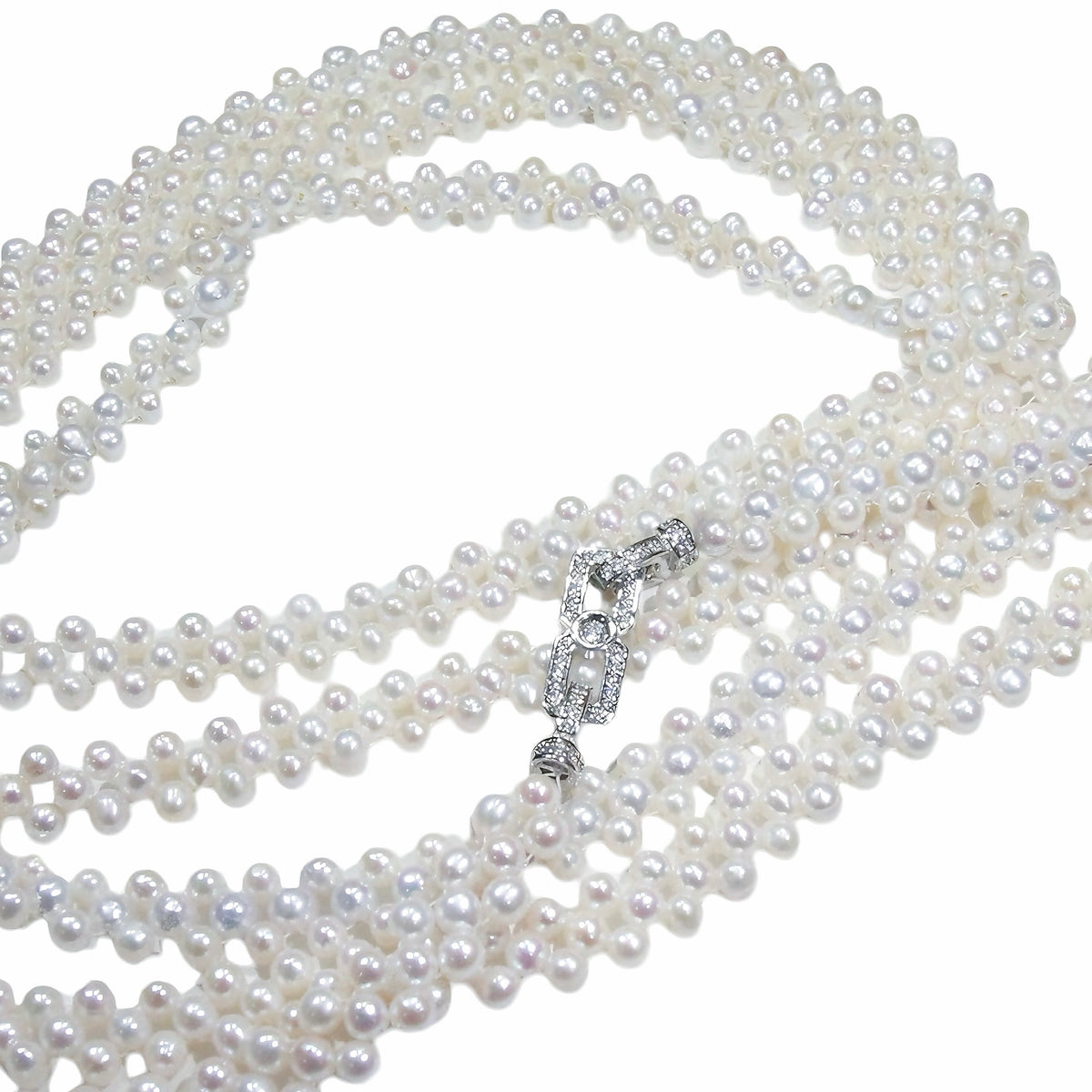 Graceful Pearl Weave Long Necklace by NINEMOO – product image