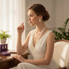 Graceful Pearl Weave Long Necklace by NINEMOO – detail view