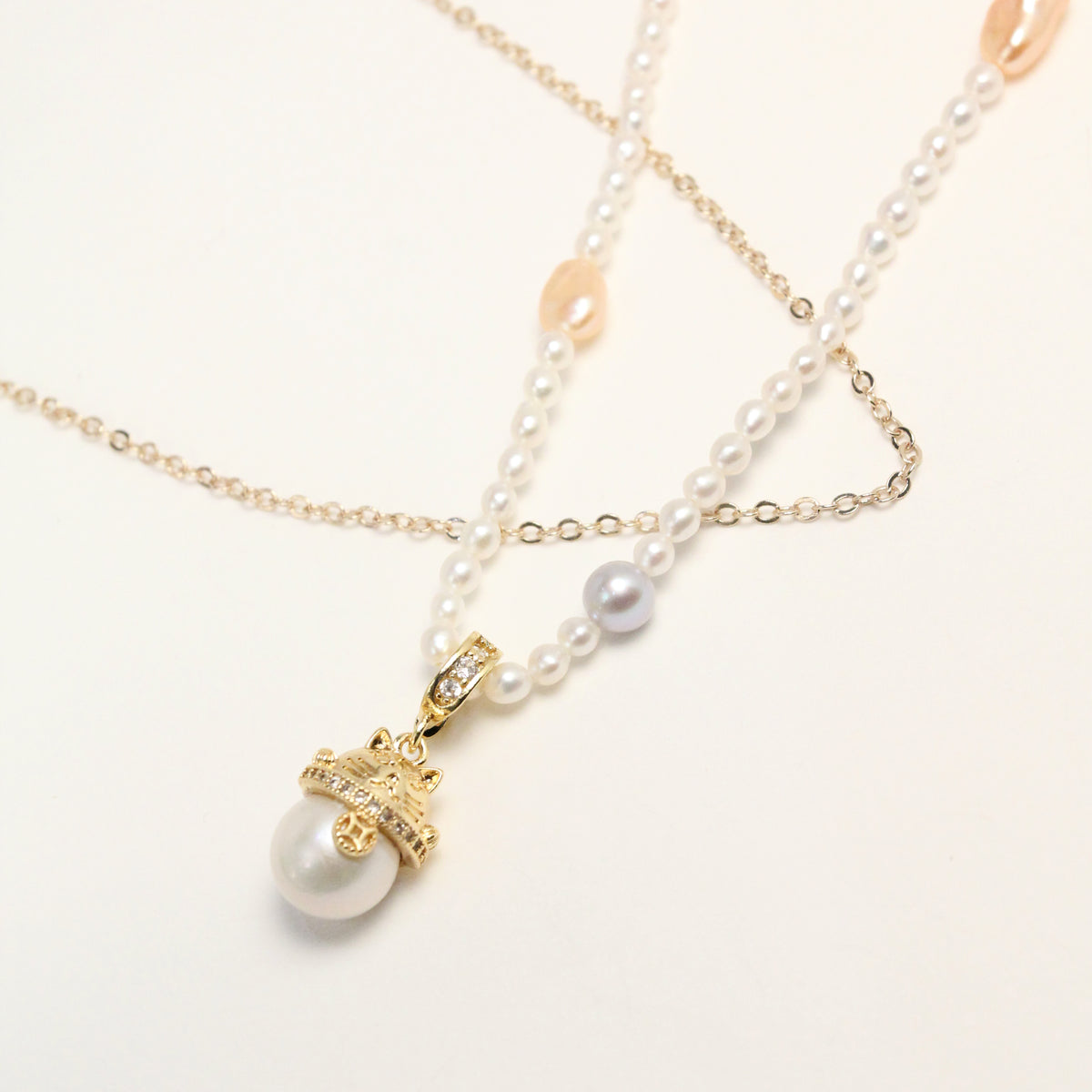 Guardian Cat Pearl Necklace by NINEMOO – product view 6