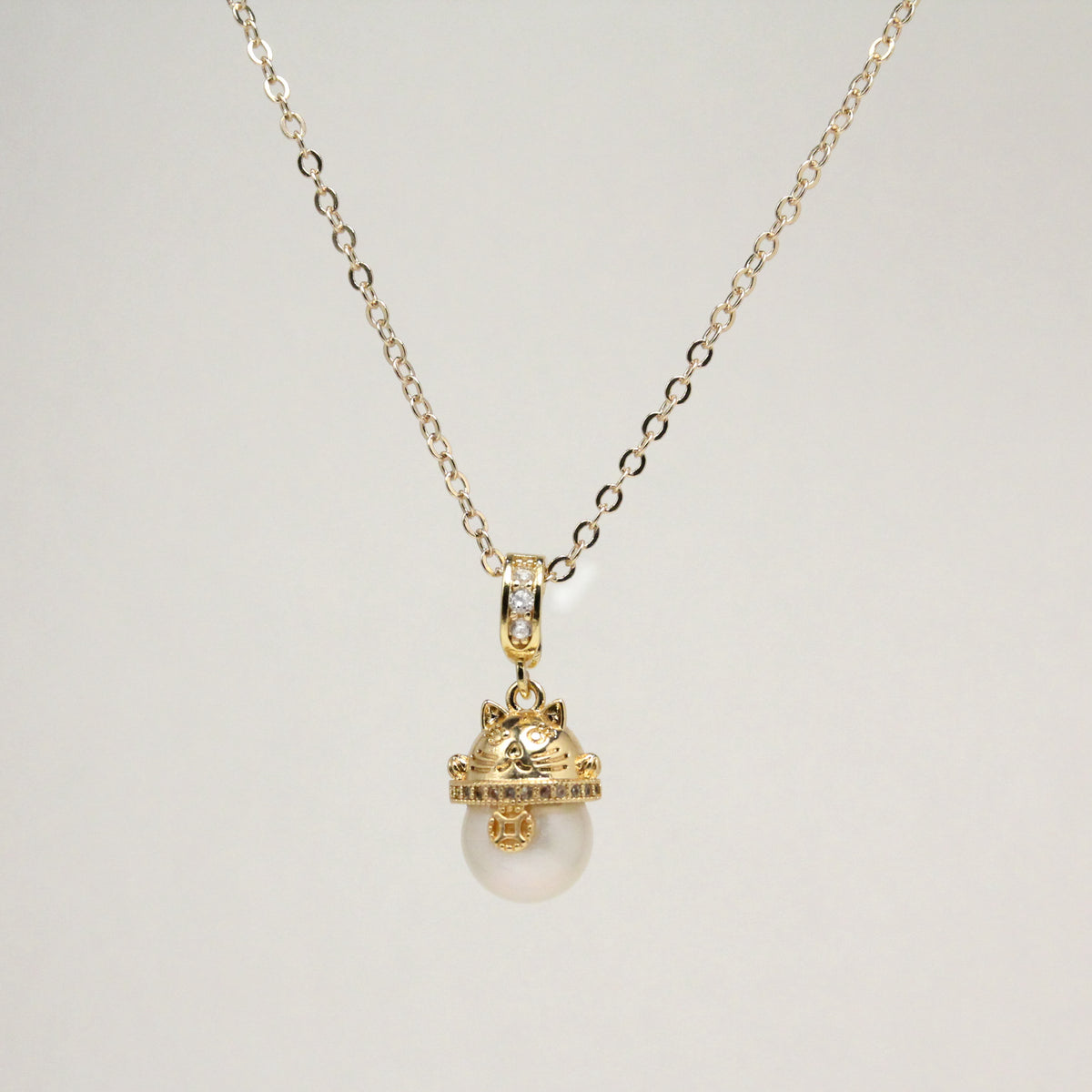 Guardian Cat Pearl Necklace by NINEMOO – product view 7