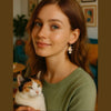 Ceramics Happy Cat Earrings by NINEMOO – detail view