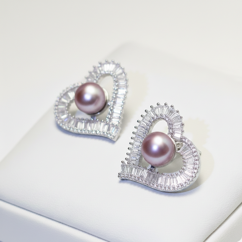 Pearl Heart Glow Earrings by NINEMOO – product image
