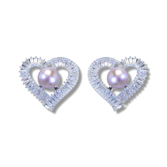 Pearl Heart Glow Earrings by NINEMOO – alternate view
