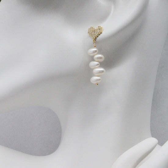 Heartfelt Pearl String Earrings by NINEMOO – alternate view