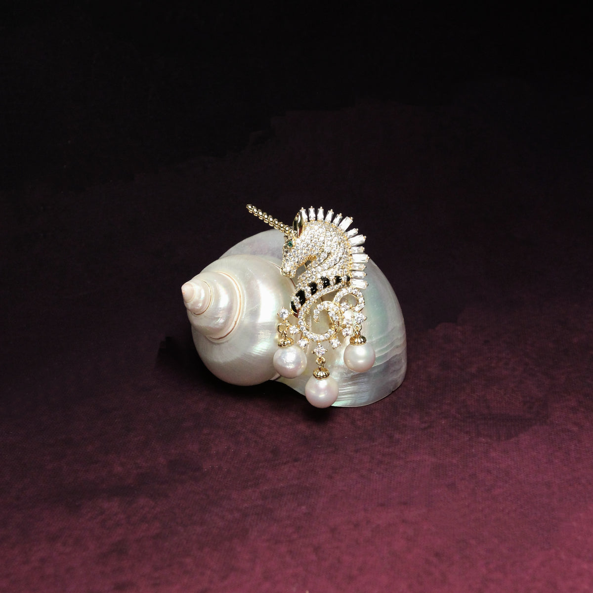 Imperial Unicorn Pearl Brooch by NINEMOO – product view 4