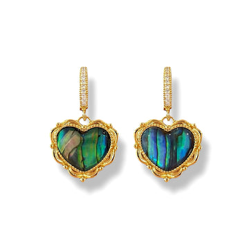 Ivory Heart Zircon Earrings by NINEMOO – detail view