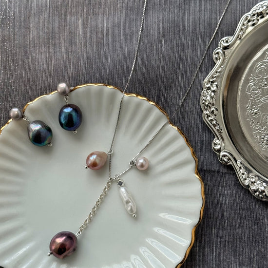 Black Baroque Pearl Sterling Silver Earrings by NINEMOO – product view 5