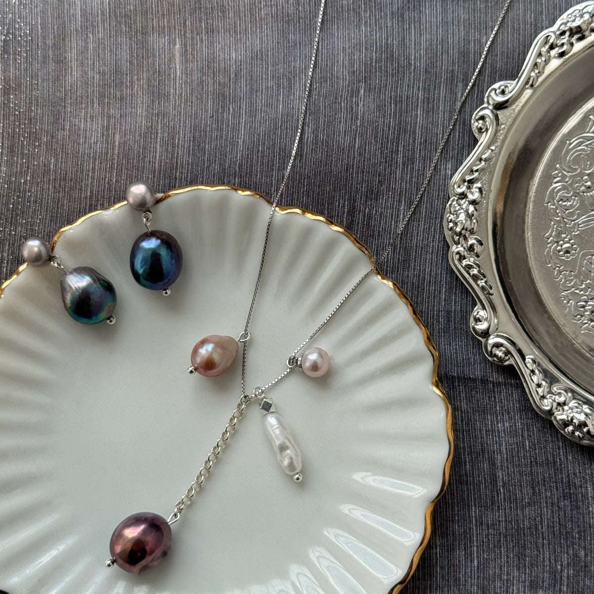 Black Baroque Pearl Sterling Silver Earrings by NINEMOO – product view 5