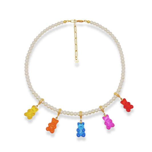 Kawaii Bear Pearl Pendant Necklace by NINEMOO – product image