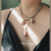 Gold Flecked Baroque Pearl Pendant Necklace by NINEMOO – product view 4