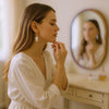 Large Pastel Baroque Pearl Golden Hoop Earrings by NINEMOO – product view 4