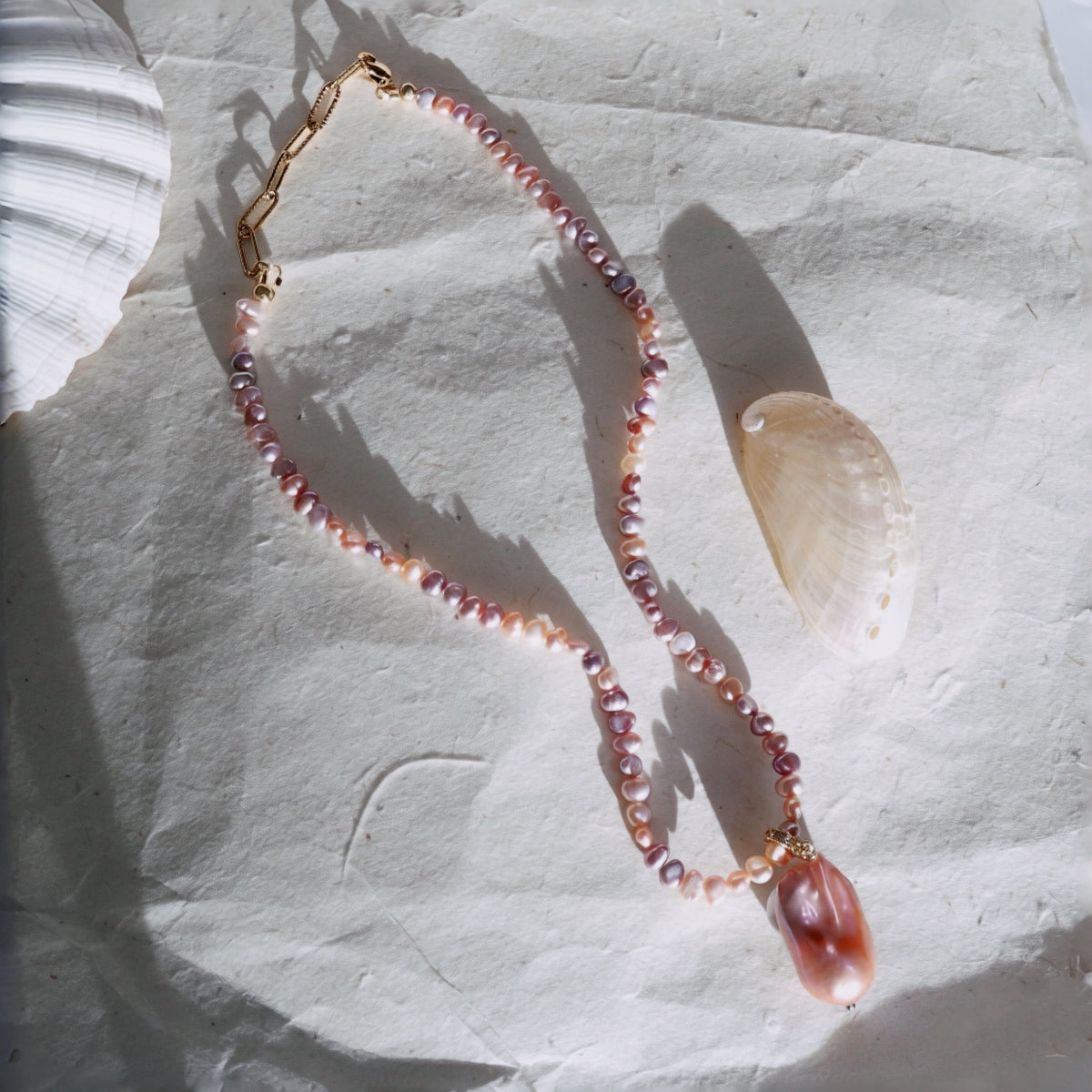 Moonblush Baroque Pearl Necklace by NINEMOO – alternate view