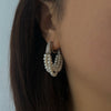 Layered Pearl Silver Horn Hoop Earrings by NINEMOO – product view 4