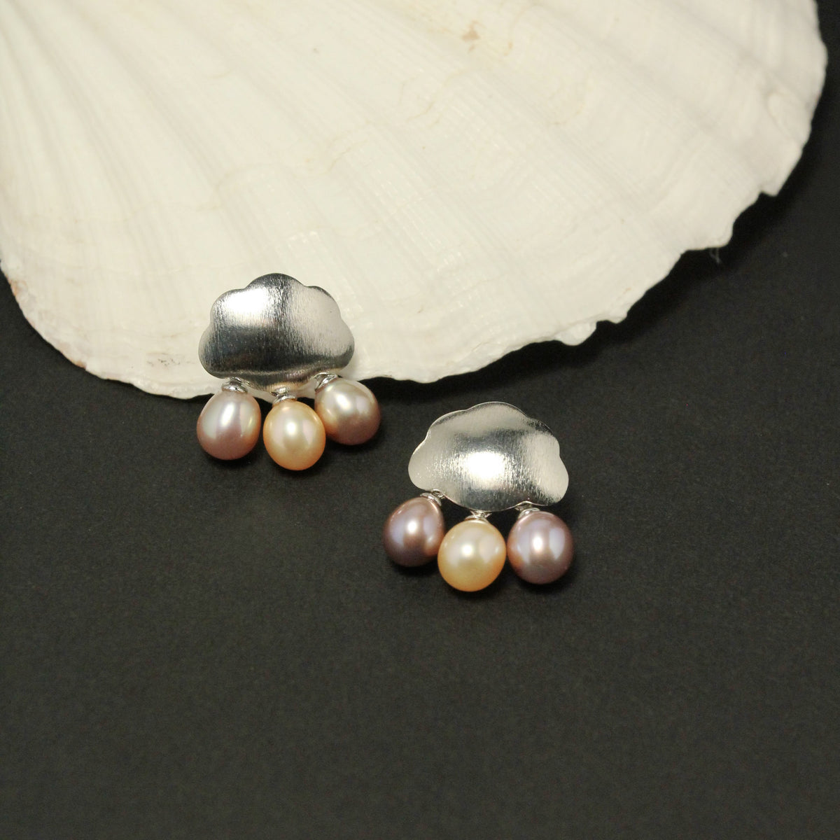 London Drizzle Pearl Earrings by NINEMOO – alternate view
