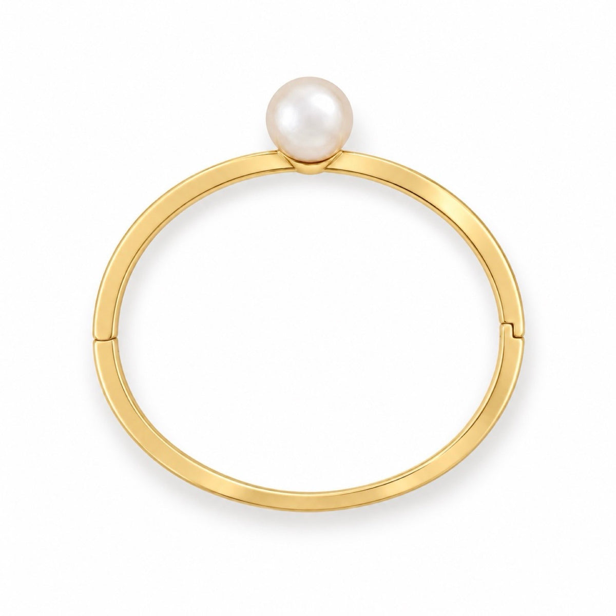 Lueur Rosée Éclat Pearl Bangle Gold reverse view showing hinged clasp