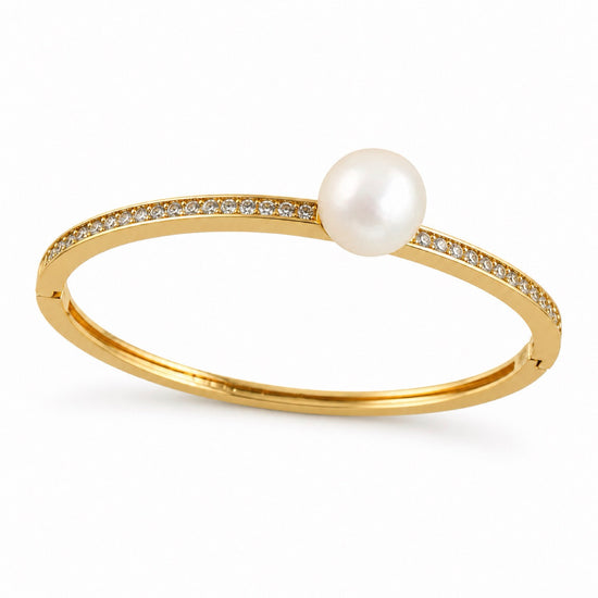 lueur rosee eclat pearl bangle gold