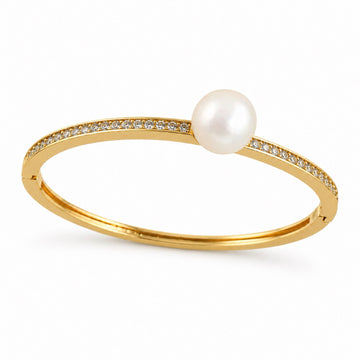 lueur rosee eclat pearl bangle gold