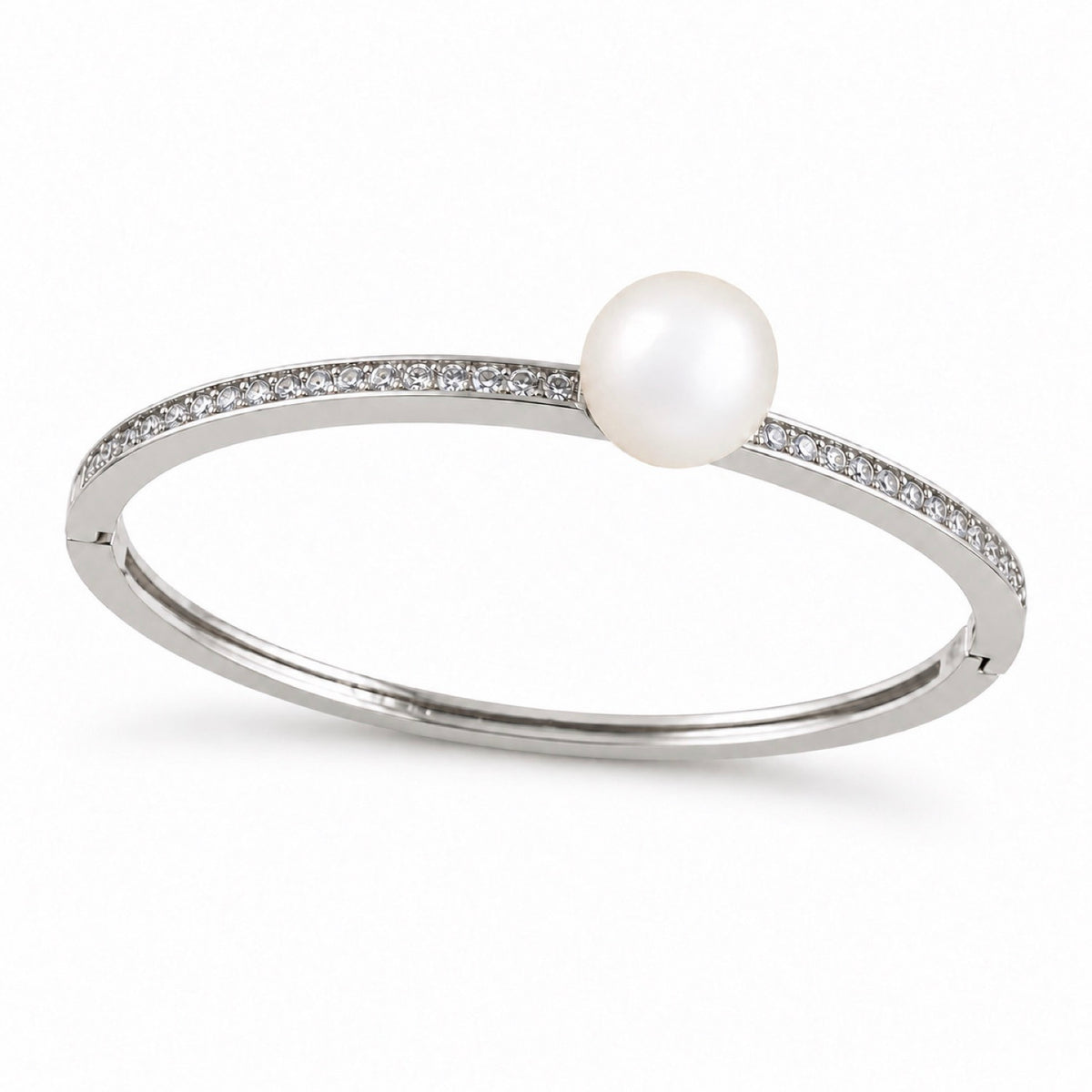lueur rosee eclat pearl bangle silver
