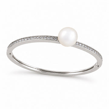 lueur rosee eclat pearl bangle silver