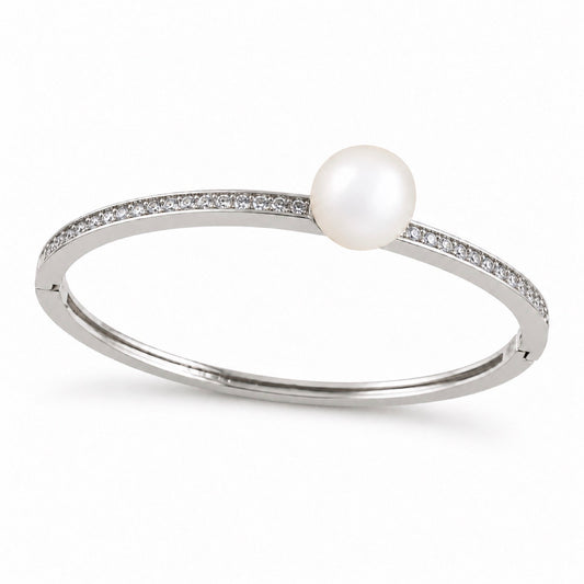 lueur rosee eclat pearl bangle silver