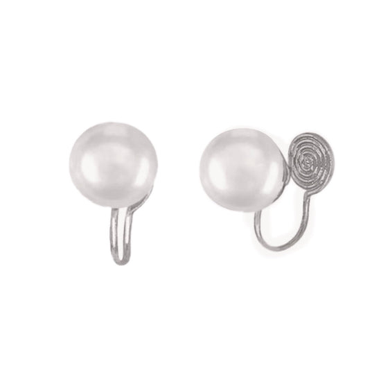 Lunar Pearl Clip Earrings by NINEMOO – detail view